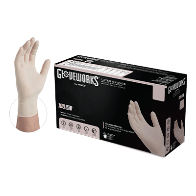 Gloveworks Ivory Latex PF Ind MD Gloves, XS
