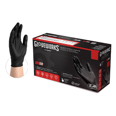 Gloveworks® Industrial Black Nitrile Gloves, XL